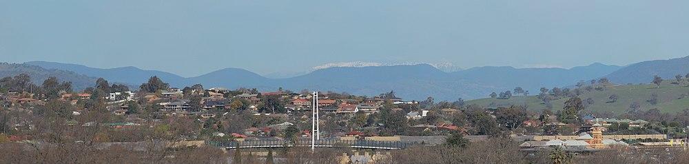 Mount Buffalo is visible from higher vantage points in the city.