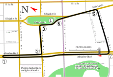 San Jose, California street circuit track map--2006 on.svg