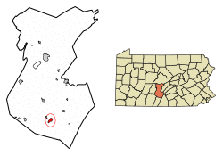 Location of Three Springs in Huntingdon County, Pennsylvania.