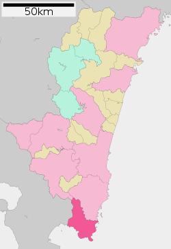 Location of Kushima in Miyazaki Prefecture