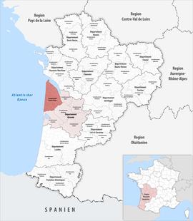 Location within the region Nouvelle-Aquitaine