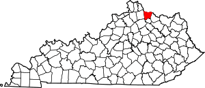 Map of Kentucky highlighting Bracken County
