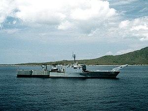 USS Boulder (LST-1190) anchored off Puerto Rico on 30 March 1988 (6449218).jpeg