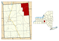 Location within Cortland County and New York