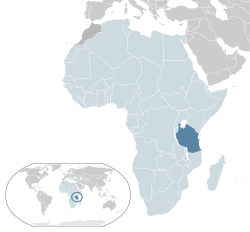 Location of  Tanzania  (dark blue)in the African Union  (light blue)