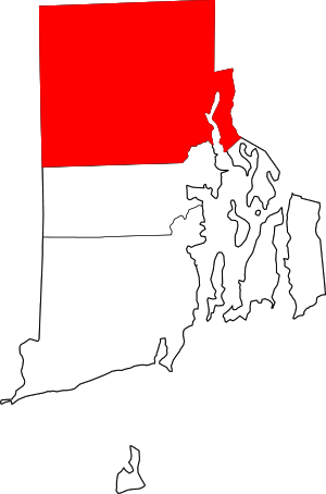 Map of Rhode Island highlighting Providence County