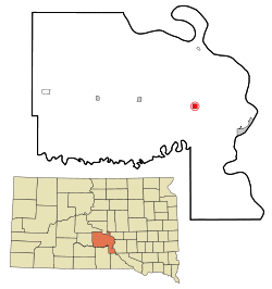 Location in Lyman County and the state of South Dakota