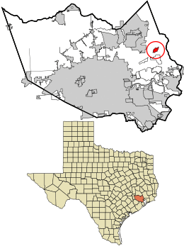 Location in Harris County and the state of Texas