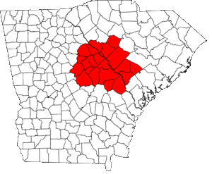 Map outlining the Central Savannah River Area