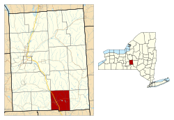 Location within Cortland County and New York