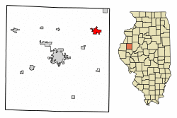 Location of Bushnell in McDonough County, Illinois.