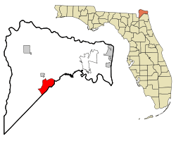 Location in Nassau County and the state of Florida