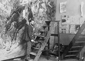 Arturo Michelena in his studio WB cut version.jpg