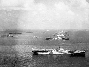 Murderers row at Ulithi Atoll - US Third fleet carriers at anchor on 8 December 1944 (80-G-294131).jpg