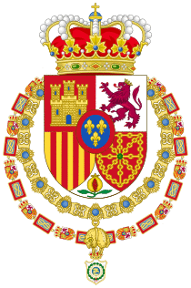 Coat of Arms of Spanish Monarch-Variant as Grand Master of the Order of Saint Hermenegild.svg