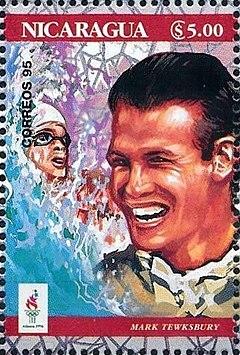 Mark Tewksbury 1995 stamp of Nicaragua.jpg