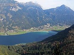 The village of Maurach on the shores of Achensee lake
