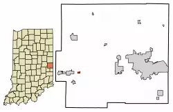 Location of East Germantown in Wayne County, Indiana.