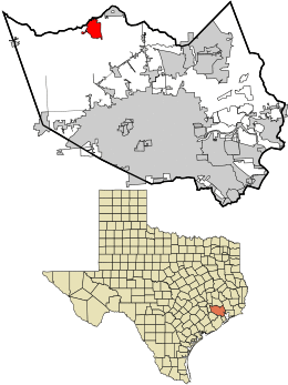 Location in Harris County and the state of Texas