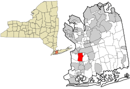 Location in Nassau County and the state of New York.