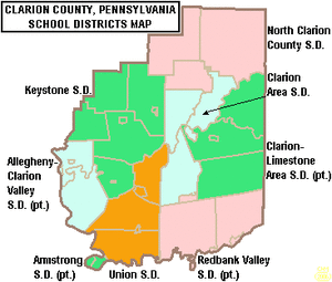 Map of Clarion County Pennsylvania School Districts.png