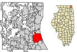 Location of Lake Forest in Lake County, Illinois.
