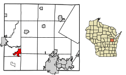 Location of Hortonville in Outagamie County, Wisconsin.
