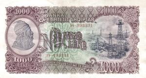 1000 lekë of Albania in 1949 Obverse.png