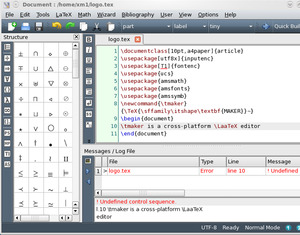 Texmaker in action on KDE 4.