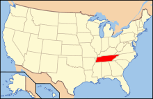 Location of Tennessee within contiguous United States