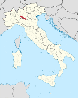Map highlighting the location of the province of Cremona in Italy