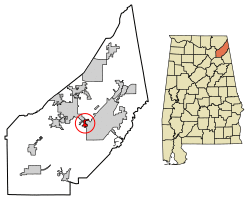 Location of Pine Ridge in DeKalb County, Alabama.