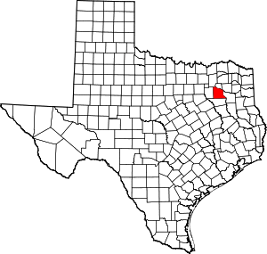 Map of Texas highlighting Van Zandt County