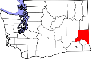Map of Washington highlighting Whitman County