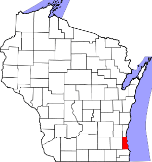Map of Wisconsin highlighting Milwaukee County