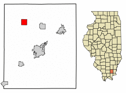 Location of Galatia in Saline County, Illinois.