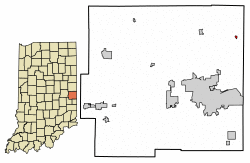 Location of Whitewater in Wayne County, Indiana.