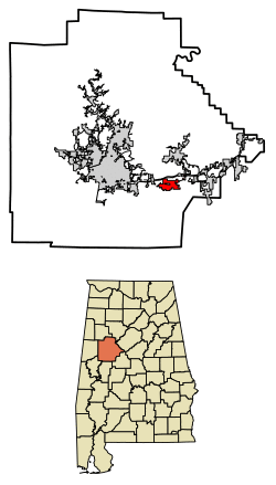 Location of Coaling in Tuscaloosa County, Alabama.