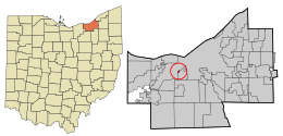Location in Cuyahoga County and the state of Ohio.