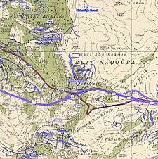 Historical map series for the area of Bayt Naqquba (1940s with modern overlay).jpg