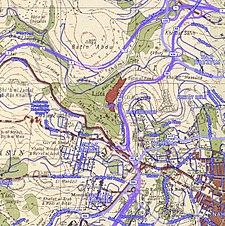 Historical map series for the area of Lifta (1940s with modern overlay).jpg