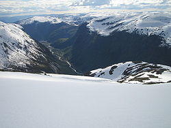 View of the Høyanger valley from the mountain Havren