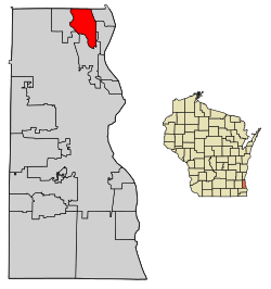 Location of River Hills in Milwaukee County, Wisconsin.