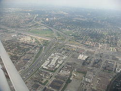 Interchange for Highway 400 and Highway 401, Pelmo Park – Humberlea is to the right