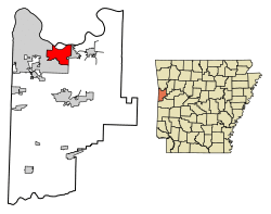 Location of Barling in Sebastian County, Arkansas.