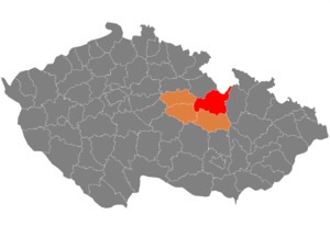 District location in the Pardubice Region within the Czech Republic