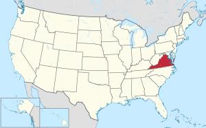 Map of the United States highlighting Virginia