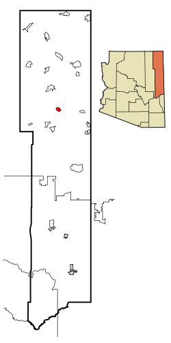 Location in Apache County and the state of Arizona
