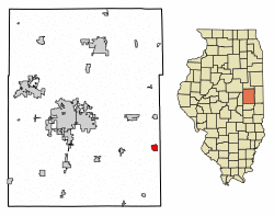 Location of Homer in Champaign County, Illinois.