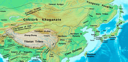Asia in 565 AD, showing the Northern Qi Dynasty and its neighbors
